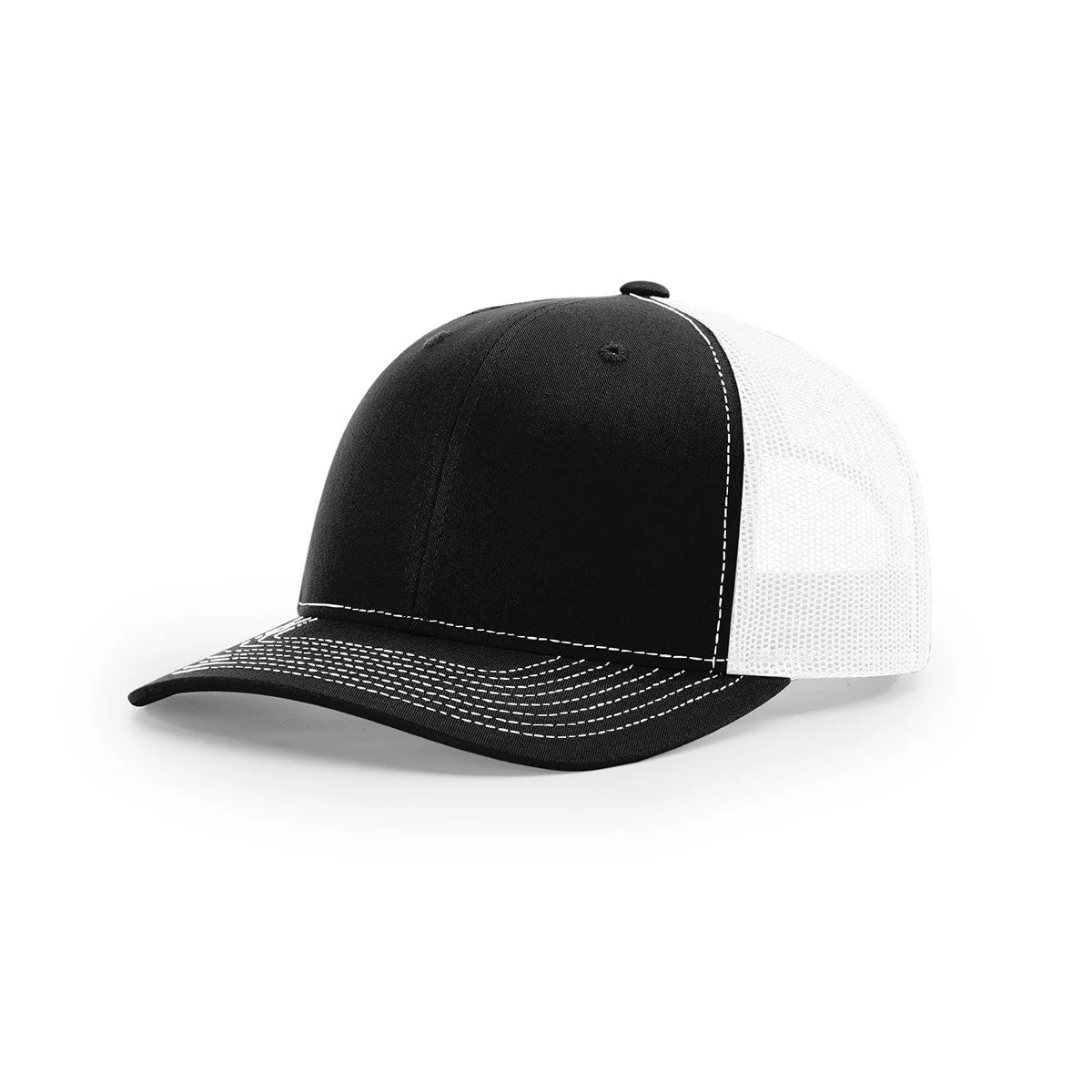Richardson Black/White Mesh Back Split Trucker Hat 1 Richardson Black/White Mesh Back Split Trucker Hat