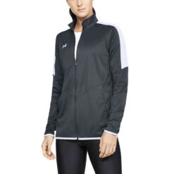 Under Armour Women's Stealth Grey Rival Knit Jacket -Sportswear Shop 1326774 Steel HTF