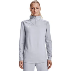 Under Armour Women's Mod Grey Command Quarter Zip -Sportswear Shop 1360772 011 HTF