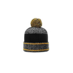 Richardson Grey/Gold/Black Heathered Pom Beanie With Cuff