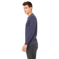 Bella + Canvas Men's Navy Jersey Long-Sleeve Henley -Sportswear Shop 3150 Navy HTS