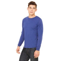 Bella + Canvas Men's Heather Navy Jersey Long-Sleeve T-Shirt -Sportswear Shop 3501 Heather Navy HTS