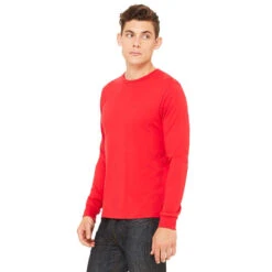 Bella + Canvas Men's Red Jersey Long-Sleeve T-Shirt -Sportswear Shop 3501 Red HTS