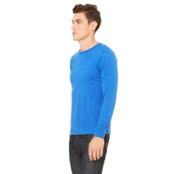 Bella + Canvas Men's True Royal Triblend Jersey Long-Sleeve T-Shirt -Sportswear Shop 3501 True Royal Triblend HTS