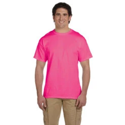 Fruit Of The Loom Men's Retro Heather Pink 5 Oz. HD Cotton T-Shirt