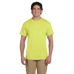 Fruit Of The Loom Men's Neon Yellow 5 Oz. HD Cotton T-Shirt