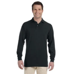 Jerzees Men's Black 5.6 Oz. Spotshield Long-Sleeve Jersey Polo