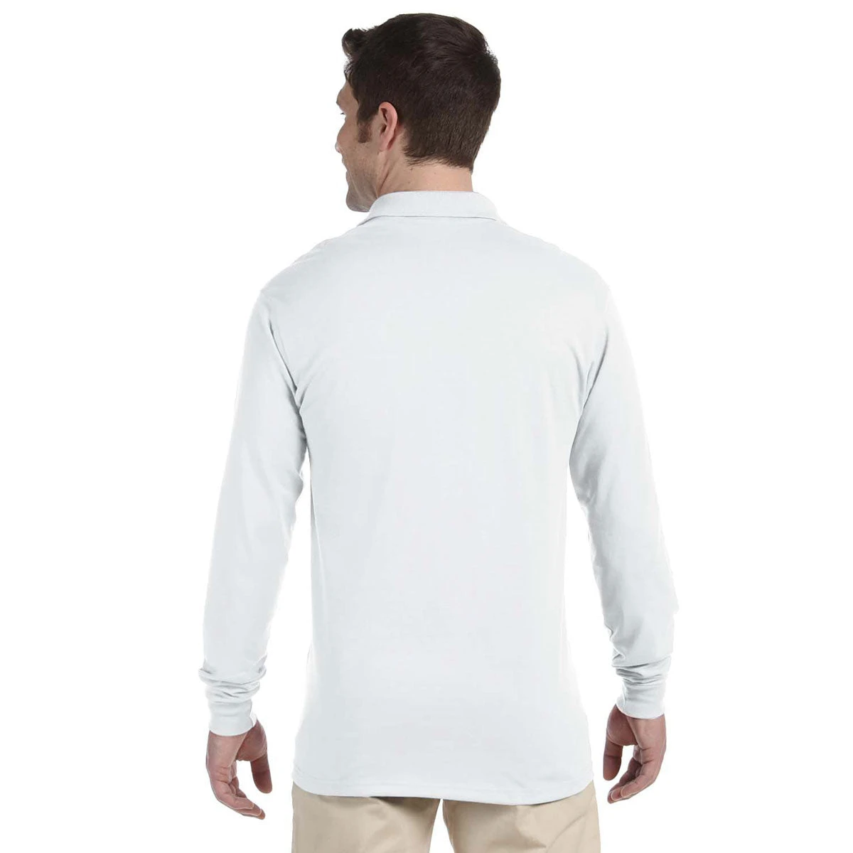 Jerzees Men's White 5.6 Oz. Spotshield Long-Sleeve Jersey Polo 2 Jerzees Men's White 5.6 Oz. Spotshield Long-Sleeve Jersey Polo - Image 2