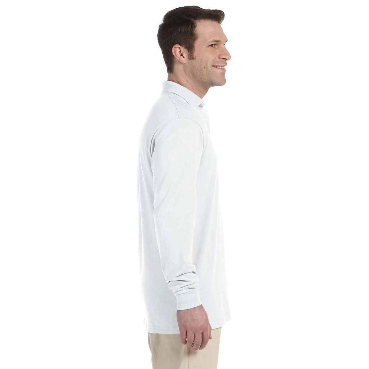 Jerzees Men's White 5.6 Oz. Spotshield Long-Sleeve Jersey Polo 3 Jerzees Men's White 5.6 Oz. Spotshield Long-Sleeve Jersey Polo - Image 3