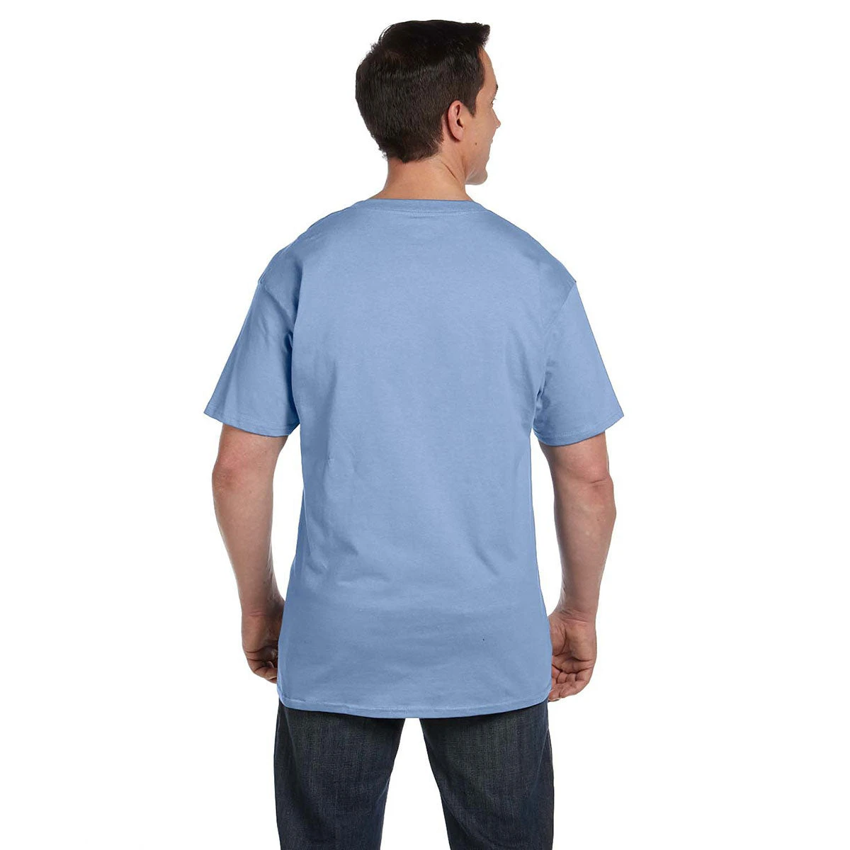 Hanes Men's Light Blue 6.1 Oz. Beefy-T With Pocket 2 Hanes Men's Light Blue 6.1 Oz. Beefy-T With Pocket - Image 2