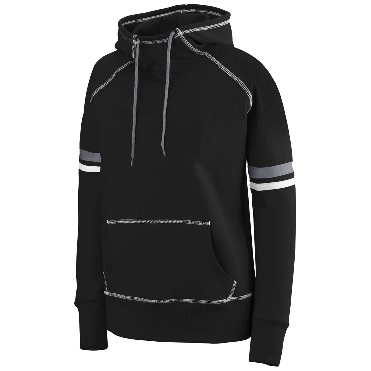 Augusta Women's Black/White/Graphite Spry Hoodie 3 Augusta Women's Black/White/Graphite Spry Hoodie - Image 3