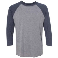 Next Level Unisex Vintage Navy/Premium Heather Triblend 3/4-Sleeve Raglan Tee
