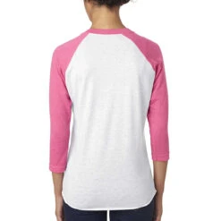 Next Level Unisex Vintage Pink/Heather White Triblend 3/4-Sleeve Raglan Tee -Sportswear Shop 6051 Vintage Pink Heather White HTB