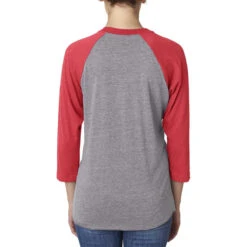 Next Level Unisex Vintage Red/Premium Heather Triblend 3/4-Sleeve Raglan Tee -Sportswear Shop 6051 Vintage Red Premium Heather HTB