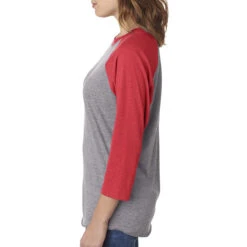 Next Level Unisex Vintage Red/Premium Heather Triblend 3/4-Sleeve Raglan Tee -Sportswear Shop 6051 Vintage Red Premium Heather HTS