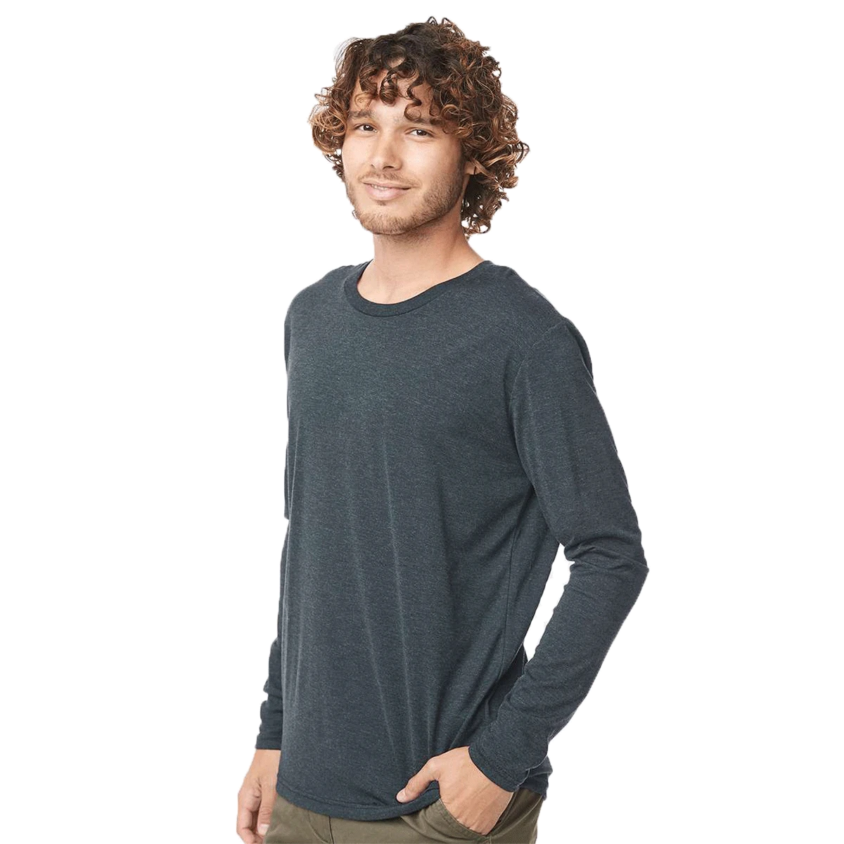 Next Level Men's Indigo Triblend Long-Sleeve Crew Tee 3 Next Level Men's Indigo Triblend Long-Sleeve Crew Tee - Image 3