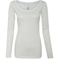 Next Level Women's Heather White Triblend Long-Sleeve Scoop Tee