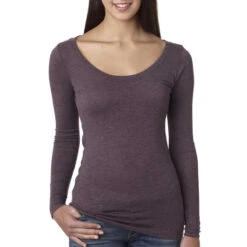 Next Level Women's Vintage Purple Triblend Long-Sleeve Scoop Tee -Sportswear Shop 6731 Vintage Purple HTF