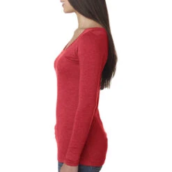 Next Level Women's Vintage Red Triblend Long-Sleeve Scoop Tee -Sportswear Shop 6731 Vintage Red HTS