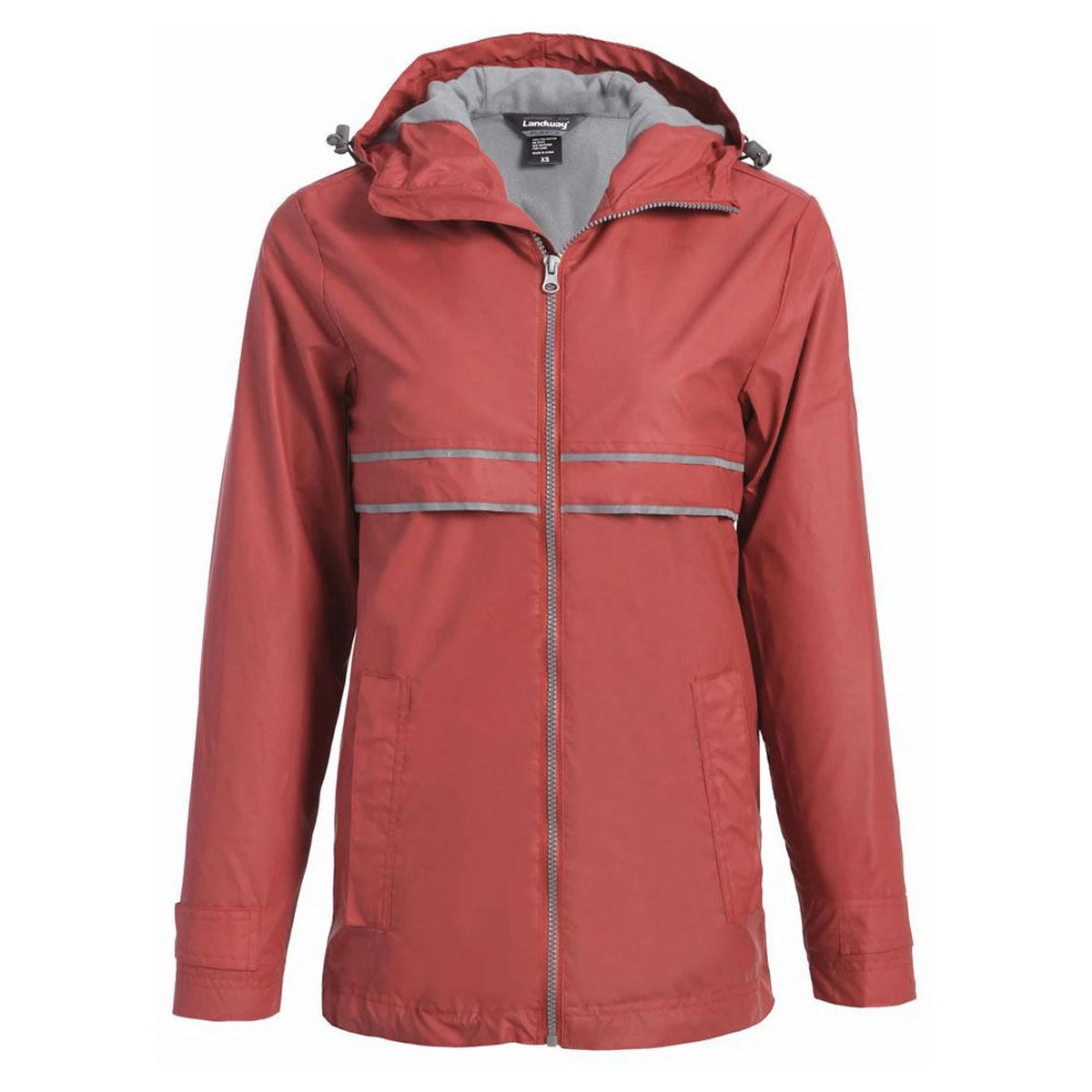 Landway Women's Salmon/Grey Northwest Hooded Rain Slicker 1 Landway Women's Salmon/Grey Northwest Hooded Rain Slicker