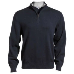 Edwards Men's Navy/Grey Cotton Blend Quarter Zip Sweater