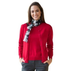 Edwards Women's Red Twinset Cotton Cardigan & Shell -Sportswear Shop 7138 Red HTF