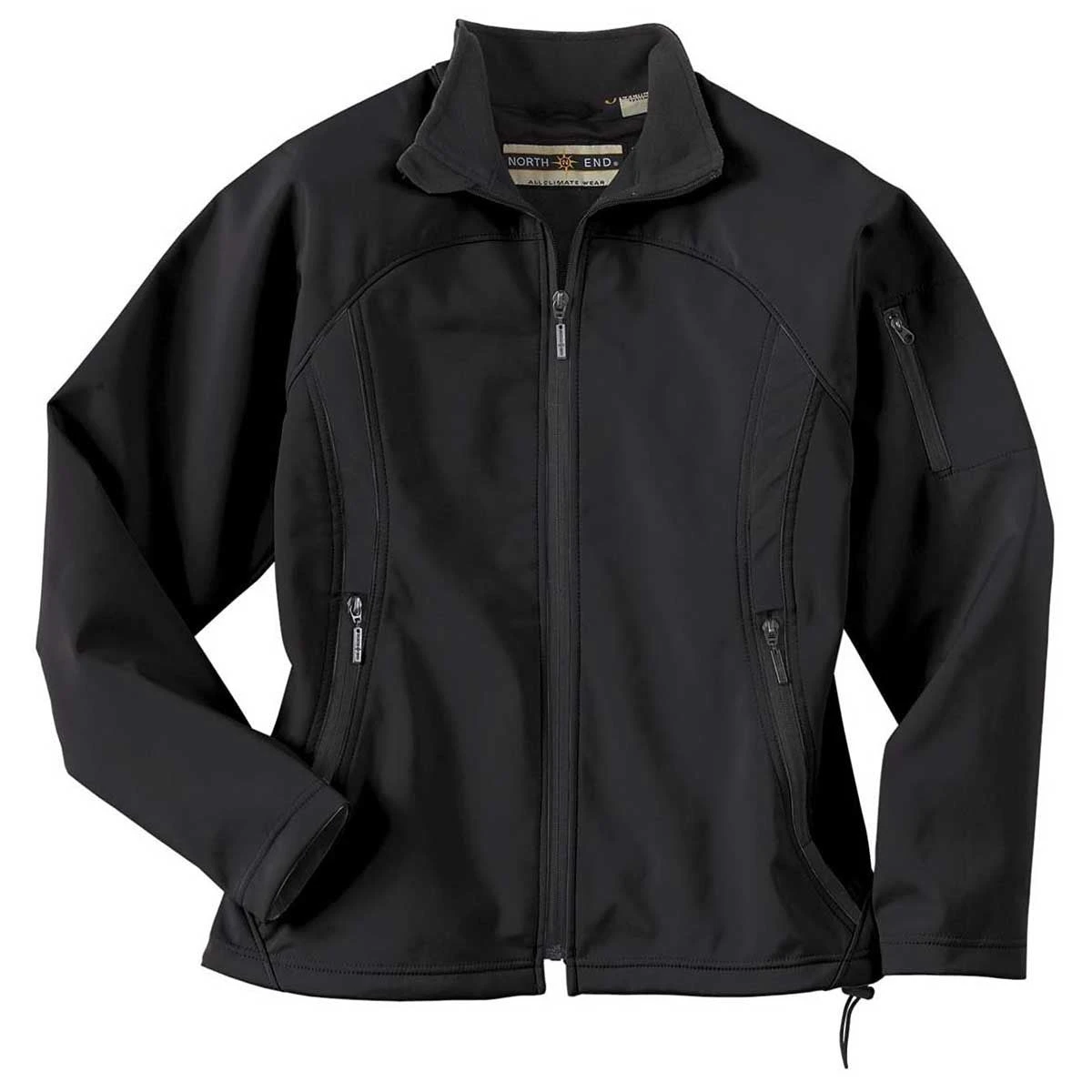 North End Women's Black Three-Layer Fleece Bonded Performance Soft Shell Jacket 1 North End Women's Black Three-Layer Fleece Bonded Performance Soft Shell Jacket