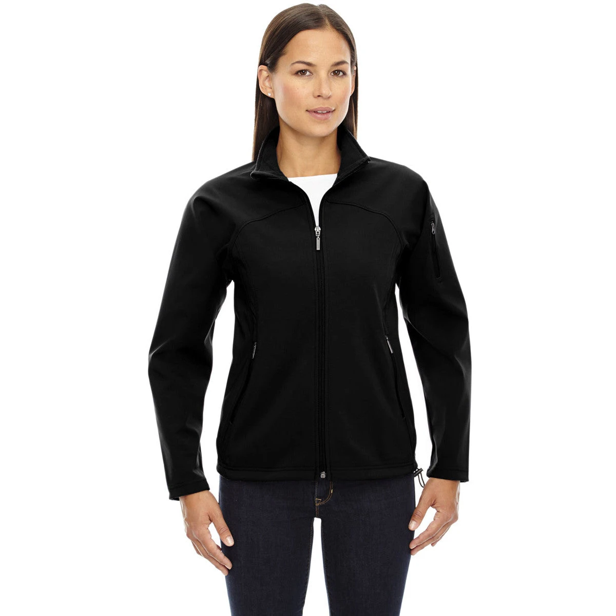 North End Women's Black Three-Layer Fleece Bonded Performance Soft Shell Jacket 2 North End Women's Black Three-Layer Fleece Bonded Performance Soft Shell Jacket - Image 2