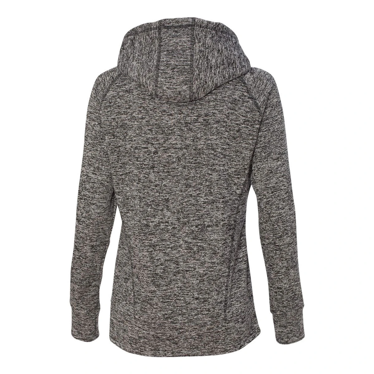 J. America Women's Charcoal Fleck/Fire Coral Cosmic Fleece Contrast Hooded Pullover Sweatshirt 2 J. America Women's Charcoal Fleck/Fire Coral Cosmic Fleece Contrast Hooded Pullover Sweatshirt - Image 2