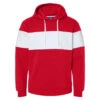 J. America Men's Red Varsity Fleece Colorblocked Hooded Sweatshirt