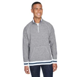 J. America Men's Pepper/Navy Peppered Fleece 1/4 Zip Pullover