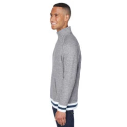 J. America Men's Pepper/Navy Peppered Fleece 1/4 Zip Pullover -Sportswear Shop 8703 Pepper Navy HTS