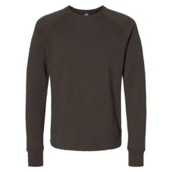J. America Men's Black Ripple Fleece Raglan Crewneck Sweatshirt