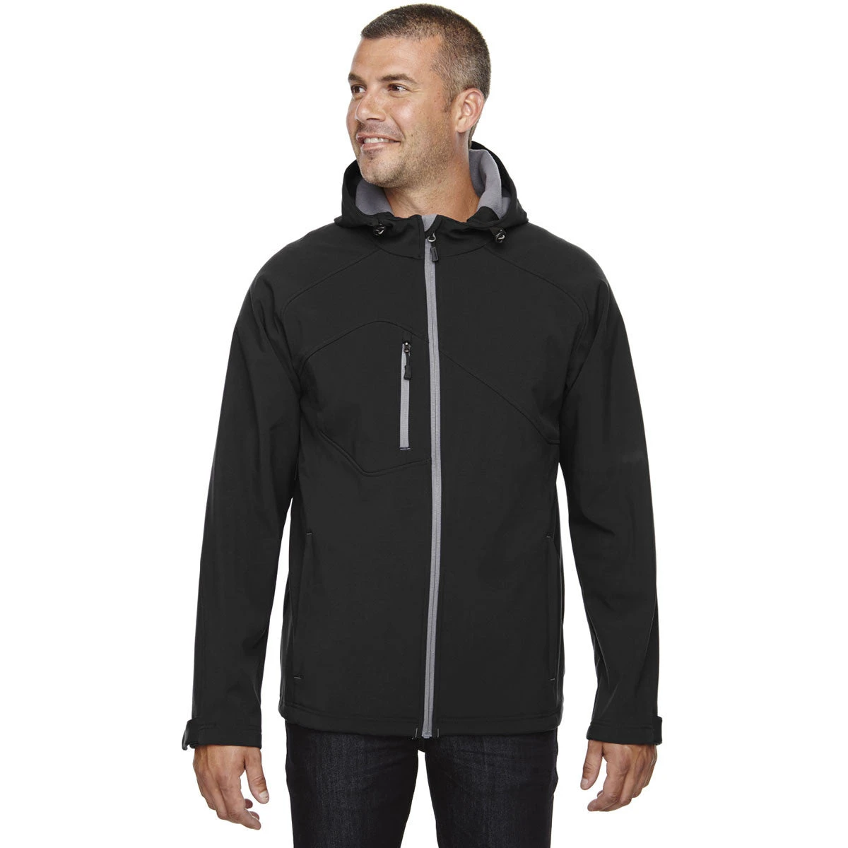 North End Men's Black Prospect Two-Layer Fleece Bonded Soft Shell Hooded Jacket 2 North End Men's Black Prospect Two-Layer Fleece Bonded Soft Shell Hooded Jacket - Image 2