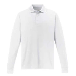 Core 365 Men's White Pinnacle Performance Long-Sleeve Pique Polo