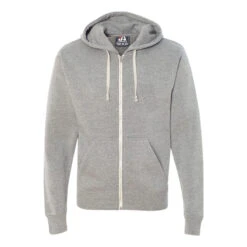 J. America Men's Grey Triblend Triblend Hooded Full-Zip Sweatshirt