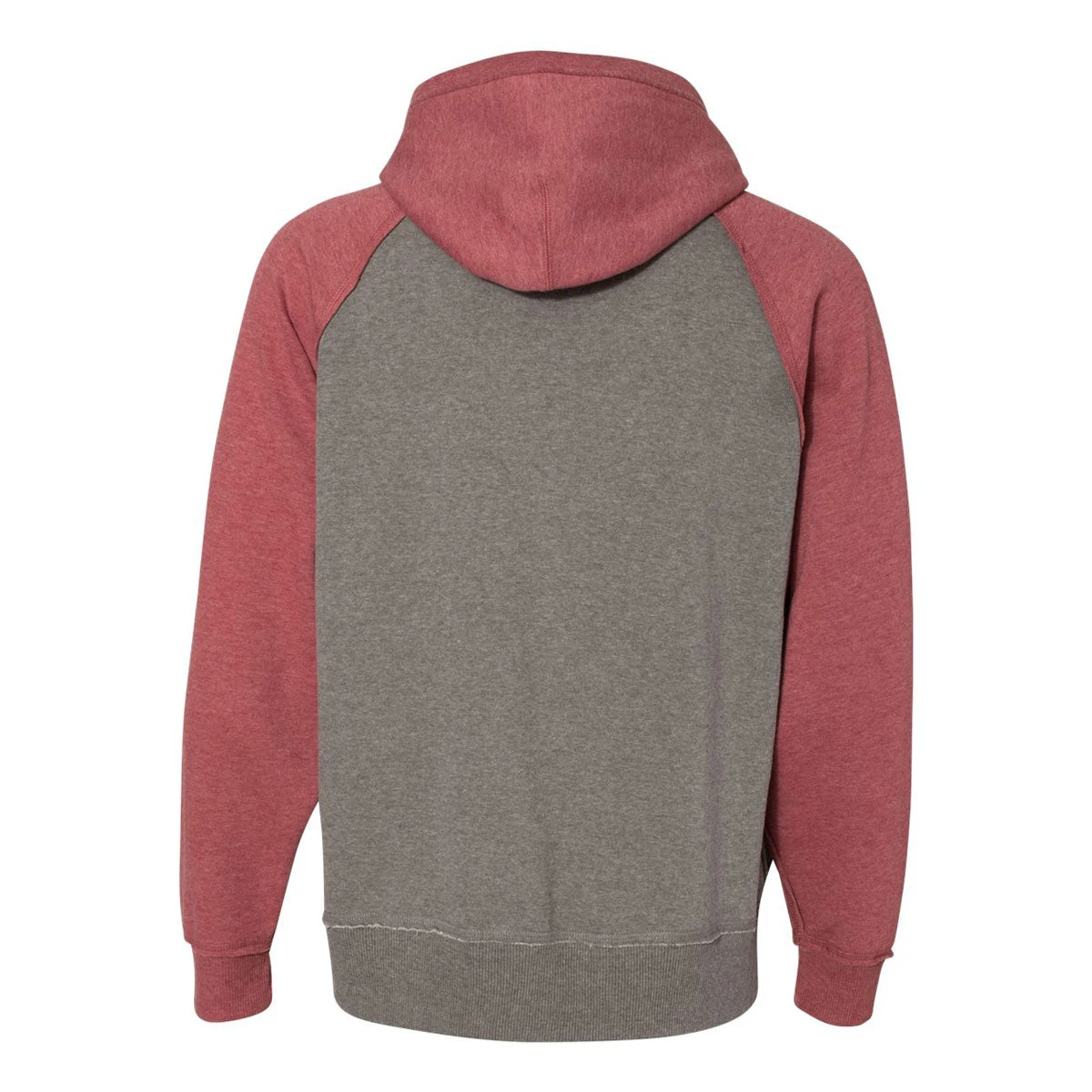 J. America Men's Smoke Heather/Simply Red Heather Vintage Heather Hooded Sweatshirt 2 J. America Men's Smoke Heather/Simply Red Heather Vintage Heather Hooded Sweatshirt - Image 2