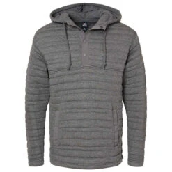 J. America Men's Charcoal Heather Horizon Quilted Anorak Hooded Pullover