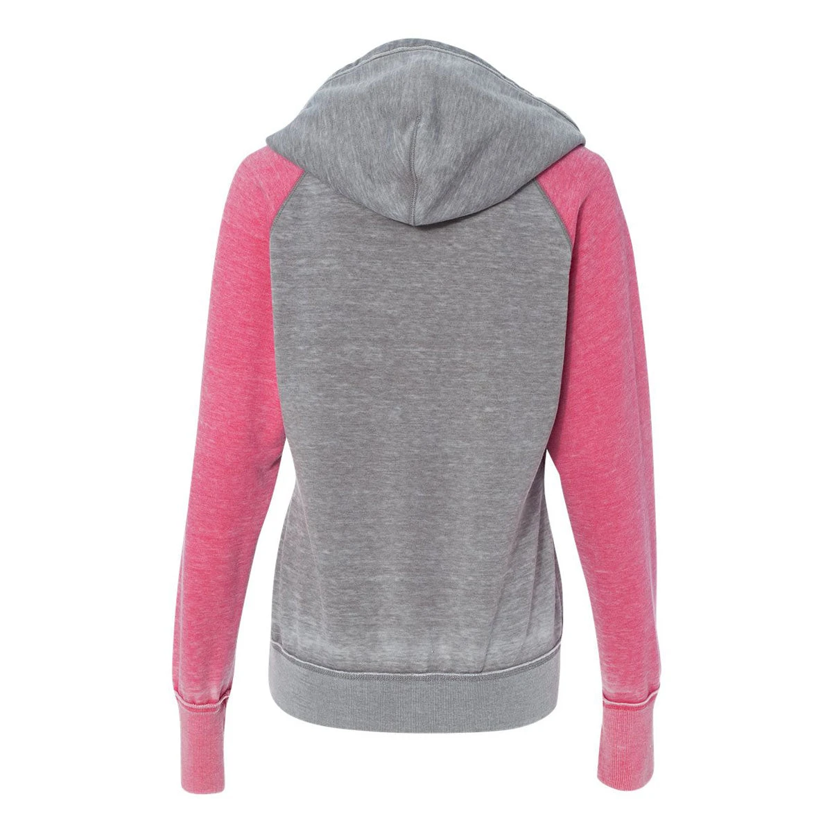 J. America Women's Cement/Wildberry Zen Fleece Raglan Hooded Sweatshirt 2 J. America Women's Cement/Wildberry Zen Fleece Raglan Hooded Sweatshirt - Image 2