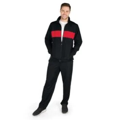 Charles River Men's Black/Red Striped Sideline Jacket -Sportswear Shop 9025 Black Red HTF