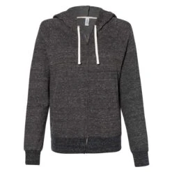 Jerzees Women's Black Ink Snow Heather French Terry Full-Zip Hooded Sweatshirt