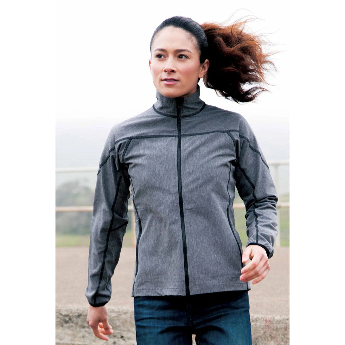 Landway Women's Heather Blue Sonic Flex Soft-Shell 2 Landway Women's Heather Blue Sonic Flex Soft-Shell - Image 2