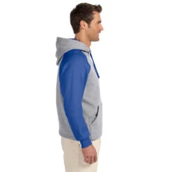 Jerzees Men's Oxford/Royal 8 Oz. Nublend Colorblock Raglan Pullover Hood -Sportswear Shop 96CR Oxford Royal HTS