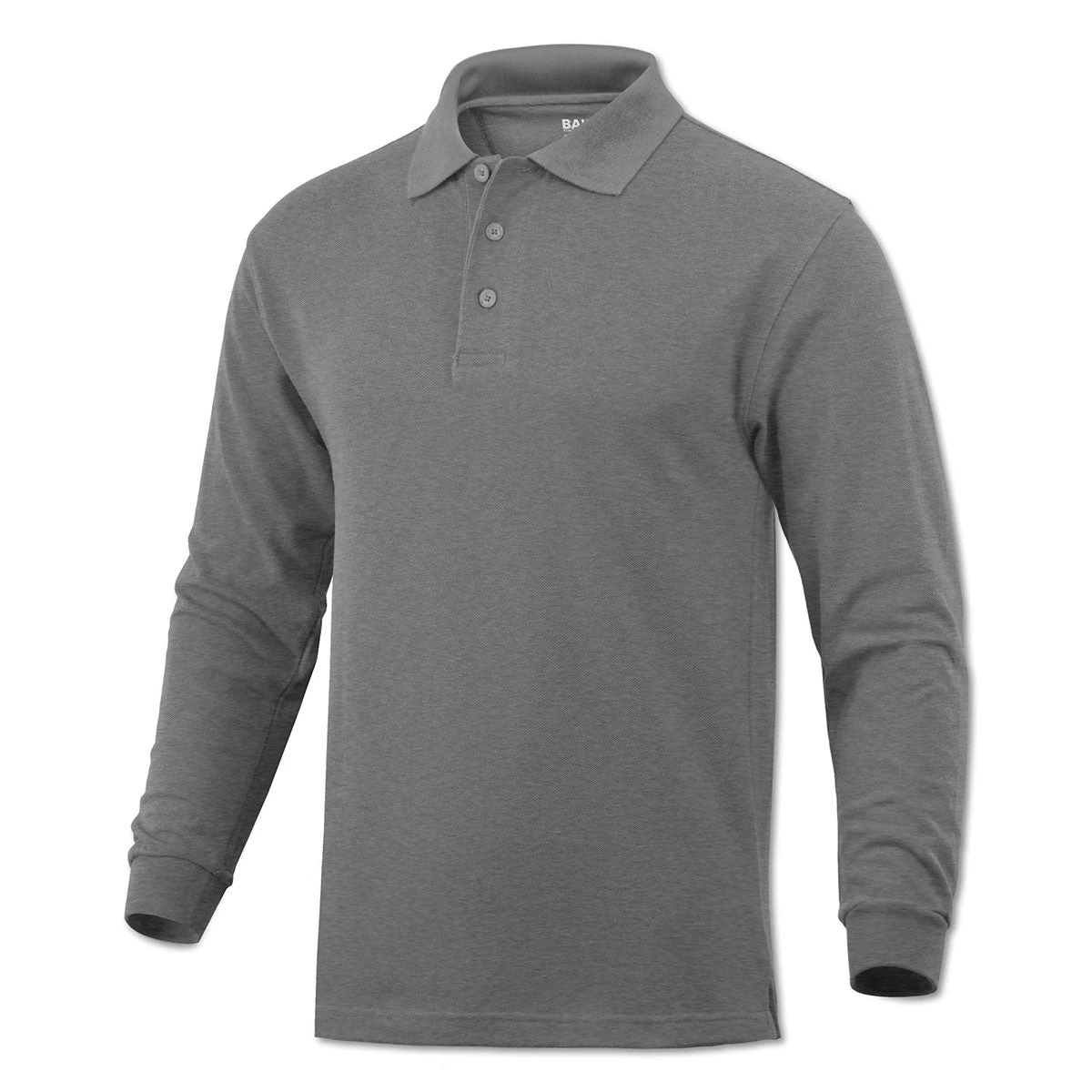 BAW Men's Heather Grey Classic Long Sleeve Pique Polo 1 BAW Men's Heather Grey Classic Long Sleeve Pique Polo