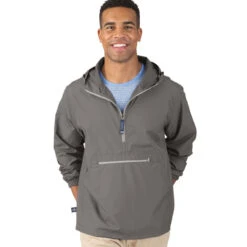 Charles River Men's Grey Pack-N-Go Pullover -Sportswear Shop 9904 Grey HTF