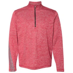 Adidas Golf Men's Power Red Heather/Black Brushed Terry Heather Quarter-Zip