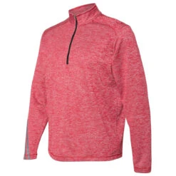 Adidas Golf Men's Power Red Heather/Black Brushed Terry Heather Quarter-Zip -Sportswear Shop A284 Power Red Heather Black S