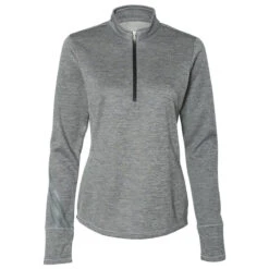 Adidas Golf Women's Mid Grey Heather/Black Brushed Terry Heather Quarter-Zip