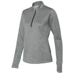 Adidas Golf Women's Mid Grey Heather/Black Brushed Terry Heather Quarter-Zip 5 Adidas Golf Women's Mid Grey Heather/Black Brushed Terry Heather Quarter-Zip -Sportswear Shop A285 Mid Grey Heather Black S