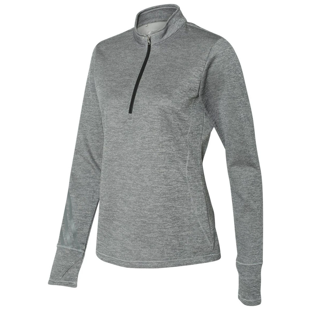 Adidas Golf Women's Mid Grey Heather/Black Brushed Terry Heather Quarter-Zip 3 Adidas Golf Women's Mid Grey Heather/Black Brushed Terry Heather Quarter-Zip - Image 3
